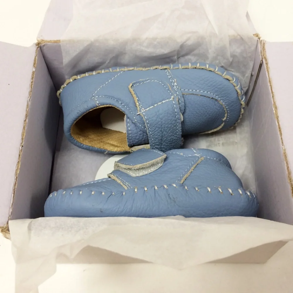 Toot Skooters  Blue Handmade Baby  Crib Shoes 0-6 M